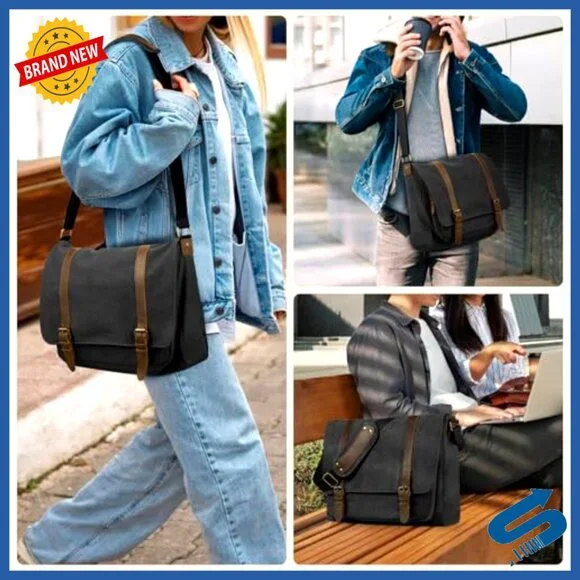 Vintage Canvas Messenger Bag Retro Classic Laptop Satchel Adjustable Shoulder